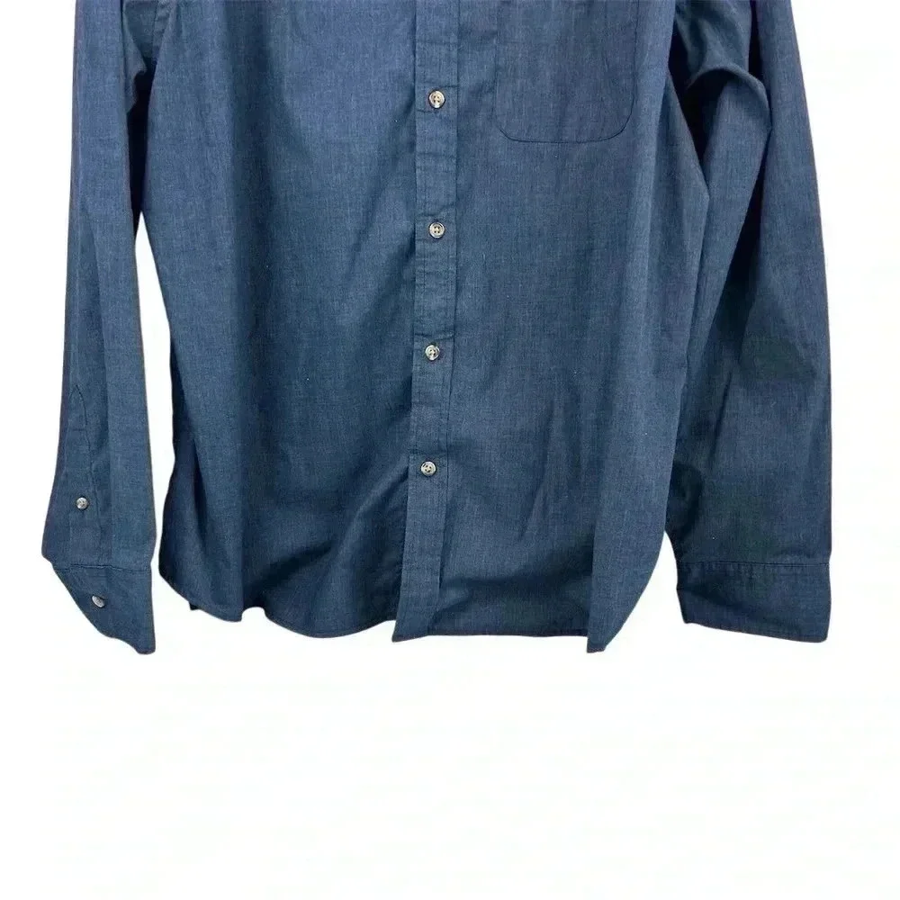 Old Navy Men's XXL Blue Long‎ Sleeve Button-Up Shirt Built-In Flex
